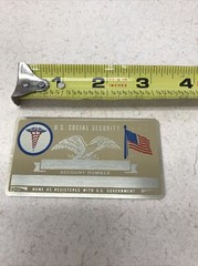 NEW Vintage SSN Social Security Card Metal USA Medical Symbol Dr. Nurse