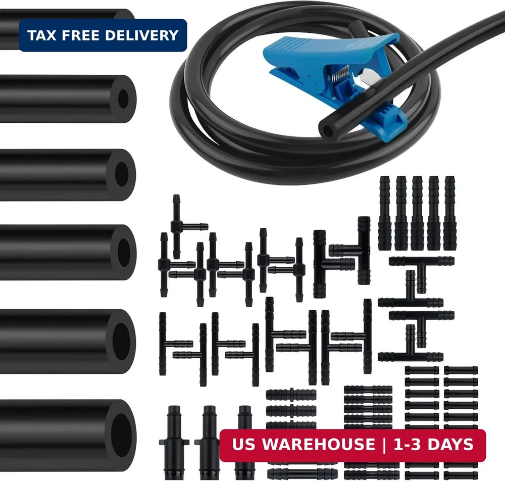 6PCS 4.9Ft ID 1/8″ 5/32″ 1/4″ 5/16″ 3/8″ 3/16″ Vacuum Lines Automotive Kit,Silic
