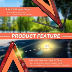 3 Pack Emergency Warning Triangles, Reflective Roadside Safety Triangle Kit with