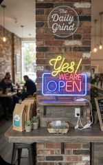 “Yes! We Are Open” LED Neon Sign – Bright Business Storefront Display – New