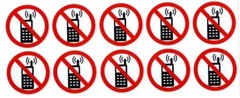 NO CELL PHONE white stickers | 20 ct | size 1.5″ dia | decal outdoor durable