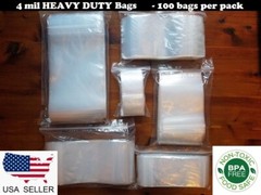Clear Reclosable Zip Seal Bag Plastic 4 Mil Lock Bags Jewelry Zipper Baggie 4Mil