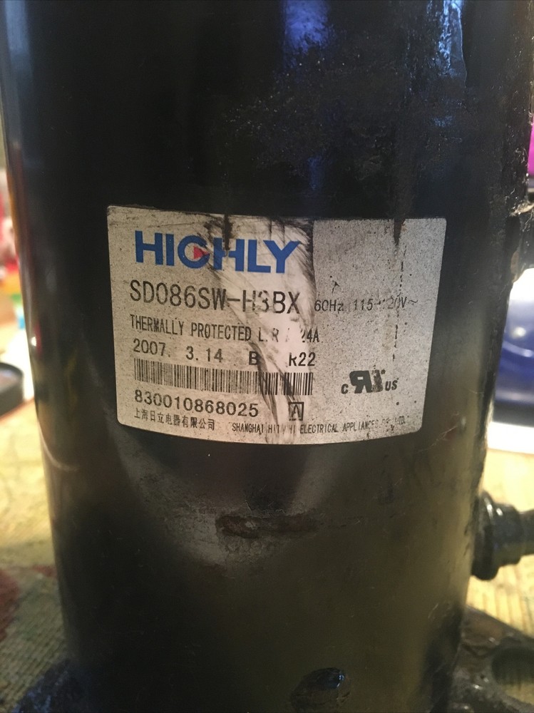 HIGHLY. SD086SW-H3BX 115/120V 60Hz LR/24A R22 Compressor