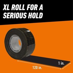 Gorilla Heavy Duty Double Sided Mounting Tape, Black Tape, 1″ X 120″ (Pack of 1)
