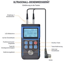 Digital Ultrasonic Thickness Meter Tester Testing Gauge 0.8-500MM Steel Plastics