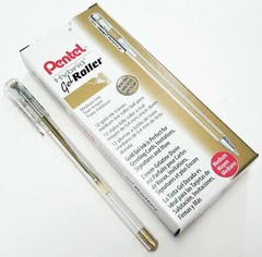 NEW Pentel 12-PACK Hybrid Gel Roller Ball Pen GOLD Waterproof Ink Medium .4mm