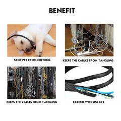 Black Self Wrap Braided Split Wire Loom Cable Sleeve Harness Management Lot