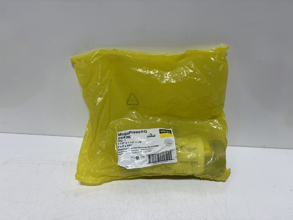 Viega 25436 MegaPressG 1-1/2” X 1-1/2” X 1/2” P X P X FPT Steel Gas Pipe Tee