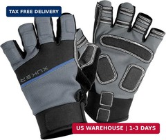 XUKER Half Finger Padded Palm Gloves for Water Sports, Robust & Slip Resistant,