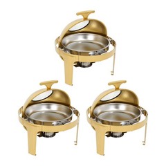 3Pcs 6L Chafing Dishes with Fuel Holders & Handle Stainless Steel Buffet Dishes