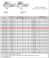 M16 x 1.5 Metric hydraulic fitting Straight Swivel Femal, 20411-16-06 & 00110-06