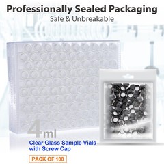 100 Pack 4ml/10ml Glass Vials with Screw Caps Clear Liquid Sample Vial Bottles
