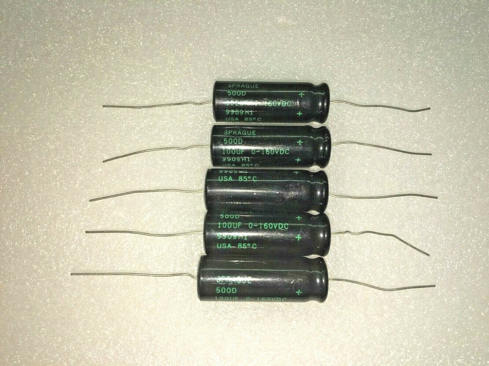 (5 PIECE LOT) 500D107M160GK2A, SPRAGUE, CAP ALUM 100UF 20% 160V AXIAL