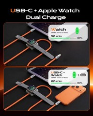 Solo-Flex 2-in-1 USB-C Cable with Apple Watch Charger, Built-in 5W Magnetic C…