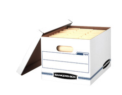 10 Pack, Bankers Box Basic Duty Latter/Legal File Storage Box with lids, White.