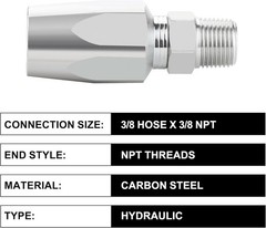 3/8” Reusable Hydraulic Hose Repair Fittings 2PCS
