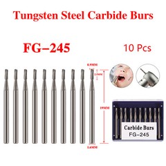 10Pcs Dental Carbide Burs Pear-Shaped High Speed Tungsten Steel Bur FG-245 de