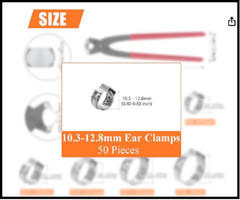 50 Pieces 10.3-12.8Mm 304 Stainless Steel Single Ear Hose Clamps