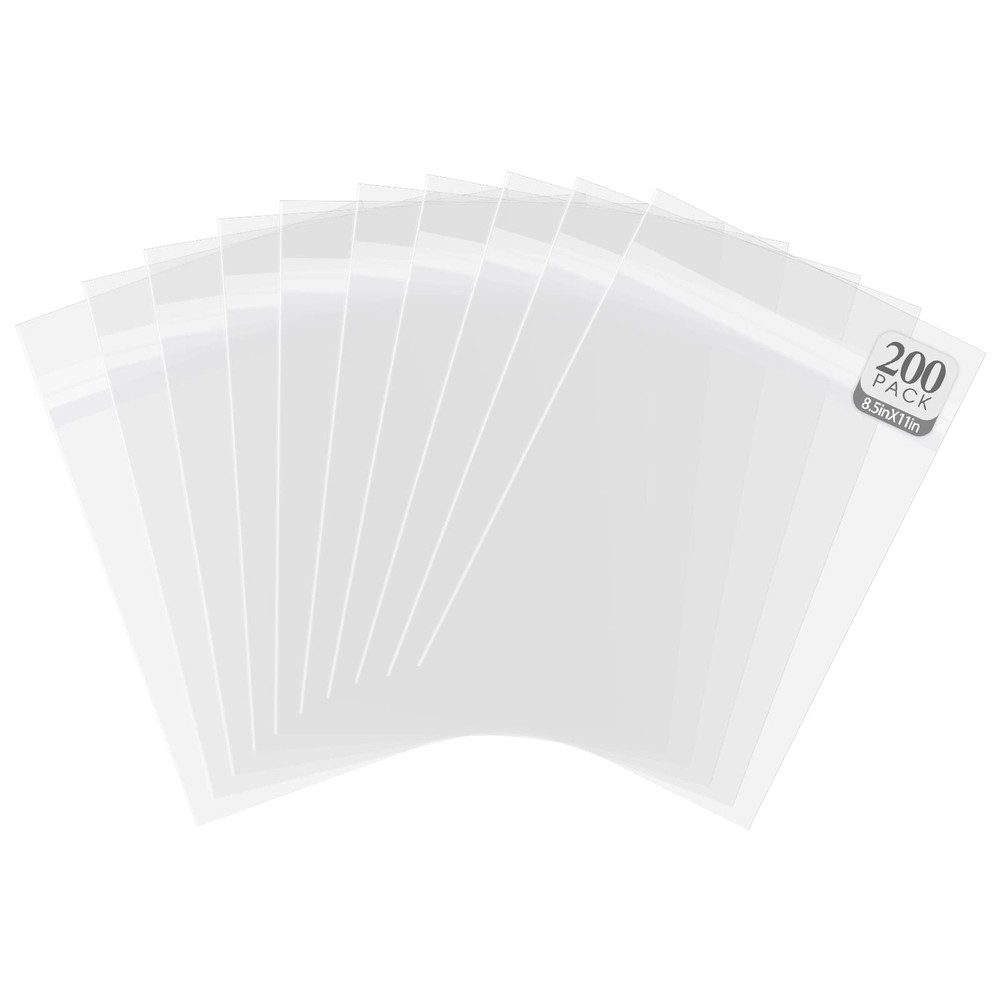 200 Pack Acid Free Crystal Clear Sleeves for 8.5×11 Art Prints and Photos