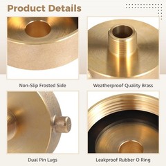 Brass Fire Hydrant Hose Adapter, 2-1/2″ NST/NH Female to 3/4″ GHT Male Fire H…