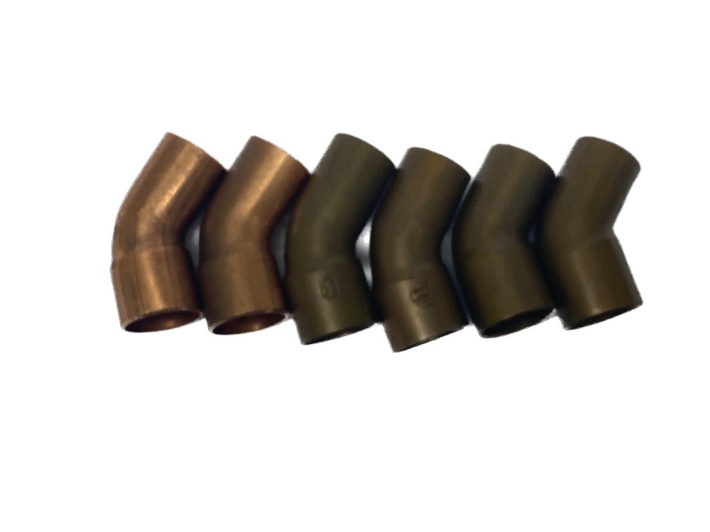 (6) NOS Mueller 3/4” FTG x 3/4” C 45° Elbow Copper Pipe Solder Fittings W 03334