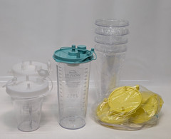 Lot of 7: Assorted DeRoyal, Bemis & More Medical Suction Cannisters With Lids