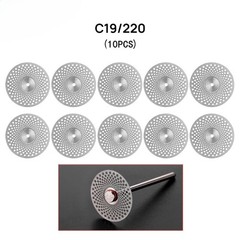 10 Pcs Dental Diamond Disc Wheel Teeth Cutting Polishing Discs/Mandrel 19/22 mm