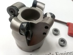 2″ face mill R200, w. 4 Sandvik RCKT1204 Round inserts, R8 arbor#506-R200-2