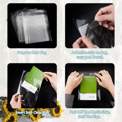 500/1000/2000 Pack, 6×9″ Clear Bag Resealable Adhesive for Mat Matting Art Print
