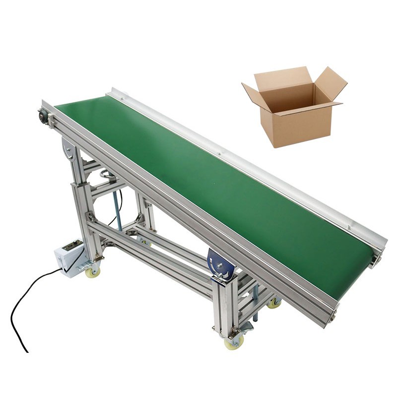 110V 59″×11.8″ Inclined Wall PVC Conveyor Belt Transport Machine Load 66-88Lbs