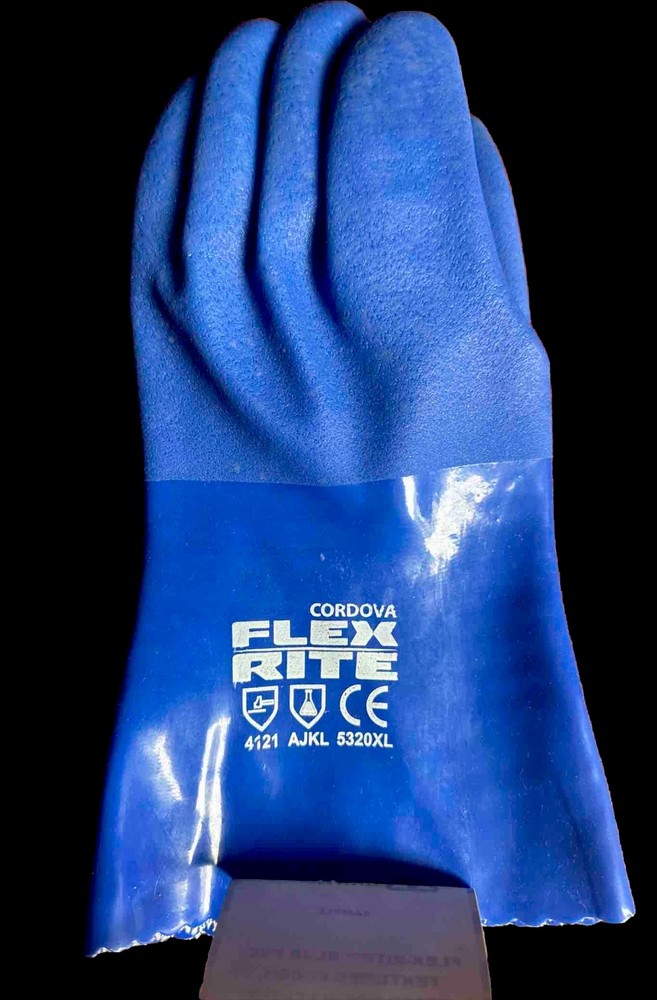 Cordova~5320 Blue PVC Flex-Rite Gloves~ Textured Finish 12 Inch Size: XL NEW!