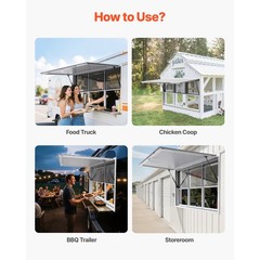 Uimoso 60x36in Concession Food Truck Serving Window with Aluminum Alloy Awning