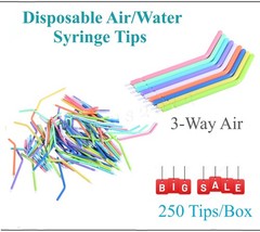 250 Pcs Dental Air Water Spray Triple Syringe Nozzles/Tips/Tubes Disposable USA