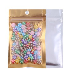 Versatile Plain Style Foil Zipper Bags Gold With Hanging Hole Multipurpose
