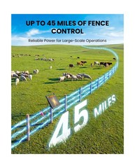 Solar Electric Fence Charger 1.2J Stored Energy, 45 Miles Coverage,8W Solar F…