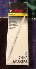 NEW HANSON Phano WHITE China Marker Peel Off Box of 12 Markers NIB Blanc pencils
