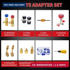 AC Gauges, AC Manifold Gauge Set for R22/R410a/R134a Refrigerant, 4 Way HVAC Ref