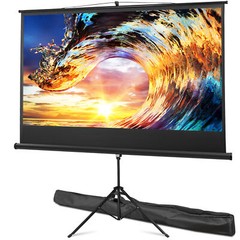 Projector Screen and Stand 84″ Indoor Outdoor 16:9 4K HD with Carry Bag Black