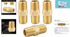 Solid Brass 1/4 NPT Hex Nipples – Pack of 4 Efficient Plumbing Connectors