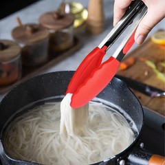 HINMAY Mini Tongs with Silicone Tips 7-Inch Serving 7-Inch, Red Blue Green