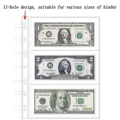40 Sheets Currency Pages 3 Pockets Paper Money Protectors for 3 Ring Binders