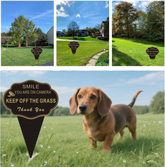 Keep off the Grass Sign, 14”X10” Double Sided Smile You Are on Camera Stay off G