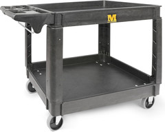 Heavy Duty 2‑Shelf Service Cart 500 Lb Capacity Polypropylene Utility Cart with