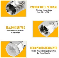 10Pack Hydraulic Hose Fittings: 1/2″ NPSM Female x 1/2″ NPTF Male Thread w/Cover