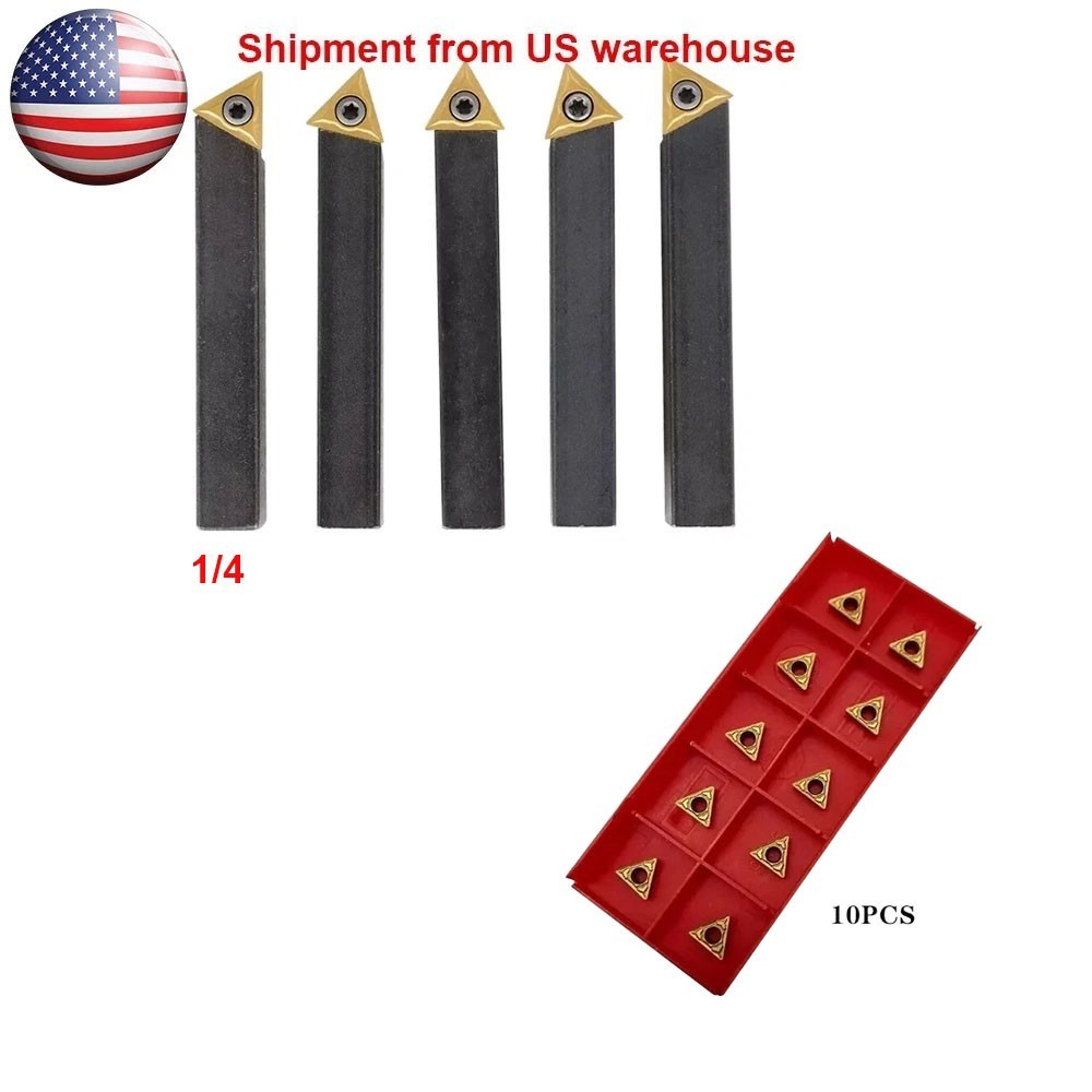 5 pc 1/4″ Lathe Indexable Carbide Insert + 15pcs Turning Tooling Bit Holder Set