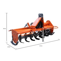 49″PTO Rotary Tiller Attachment Cat 1 Tractor 540 RPM 5″Depth Replaceable Blades