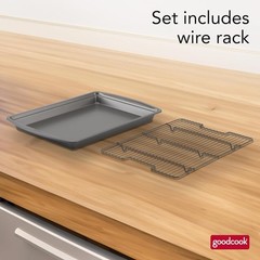 GoodCook 15″x10.5″ Nonstick Baking Pan & Rack – Crispy Bacon, Pizza