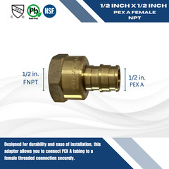25 Pieces 1/2″ PEX A X 1/2″ FEMALE NPT EXPANSION ADAPTER F1960