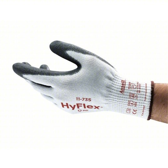 6 Pairs Large HyFlex® 11-735 Size 9, ABR 6, A4 Cut Resistant Gloves Polyurethane
