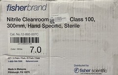 200 Pair Fisherbrand Nitrile Class 100 Cleanroom Disposable Gloves Size 7.0 (sm)